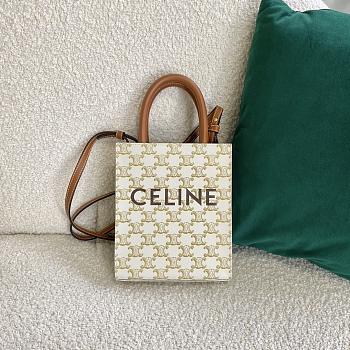 CELINE MINI VERTICAL CABAS WHITE 194372 SIZE 17 × 21 × 4 CM