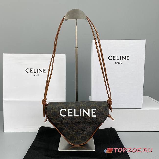CELINE TRIANGLE BAG TAN 195902 SIZE 21 × 15 × 4 CM - 1