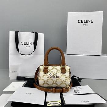 CELINE MINI BOSTON BAG WHITE 196892 SIZE 14 x 11 x 7.5 CM