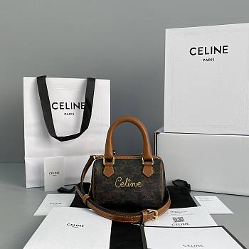 CELINE MINI BOSTON BAG TAN 196892 SIZE 14 x 11 x 7.5 CM