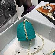 CHANEL MINI DRAWSTRING BAG TEAL BLUE 12CM - 4