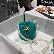 CHANEL MINI DRAWSTRING BAG TEAL BLUE 12CM - 5