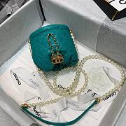 CHANEL MINI DRAWSTRING BAG TEAL BLUE 12CM - 6