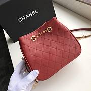 CHANEL BUCKET BAG WITH CHAIN RED 15CM - 4