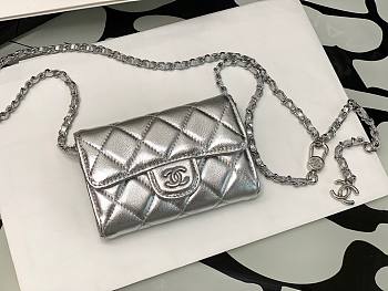 CHANEL CLASSIC BELT BAG SILVER AP1983 SIZE 7 x 10 x 2.5 CM