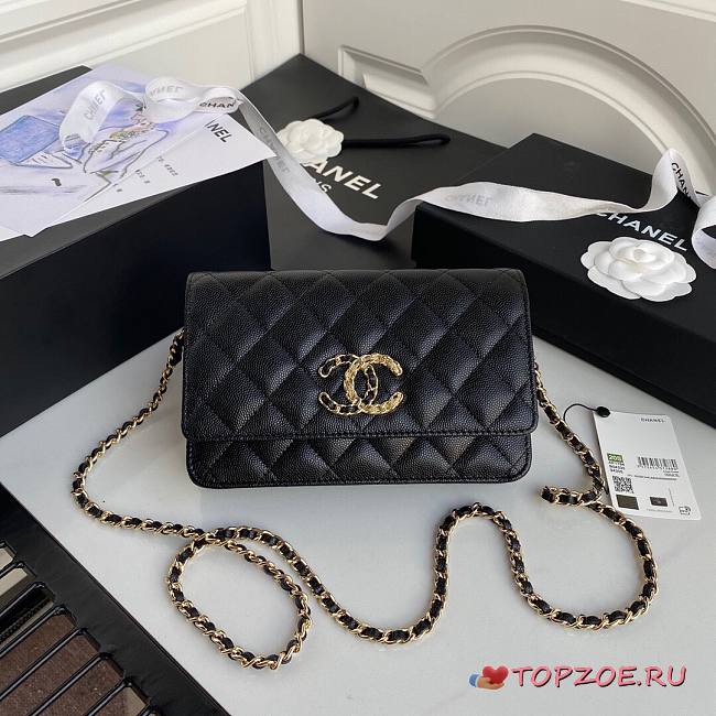CHANEL 19 WALLET ON CHAIN BLACK AP0957 SIZE 12 x 19 x 3.5 CM - 1