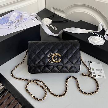 CHANEL 19 WALLET ON CHAIN BLACK AP0957 SIZE 12 x 19 x 3.5 CM