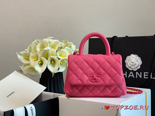 CHANEL MINI FLAP BAG WITH TOP HANDLE PINK A93749 SIZE 13 × 19 × 9 CM - 1