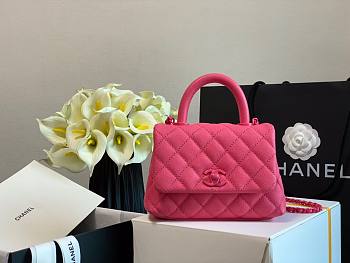 CHANEL MINI FLAP BAG WITH TOP HANDLE PINK A93749 SIZE 13 × 19 × 9 CM