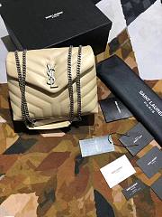 YSL LOULOU SMALL IN QUILTED “Y” LEATHER CREAM 494699 SIZE 25 x 17 x 9 CM - 2