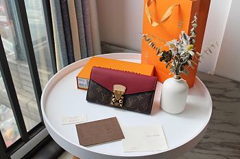 LV PALLAS WALLET BORDEAUX M58414 SIZE 19 x 10 CM