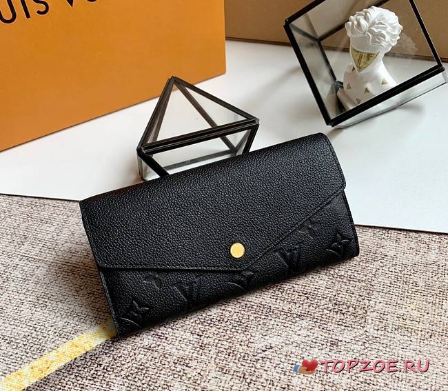 LV SARAH WALLET BLACK M61182 SIZE 19 x 10 x 2 CM - 1