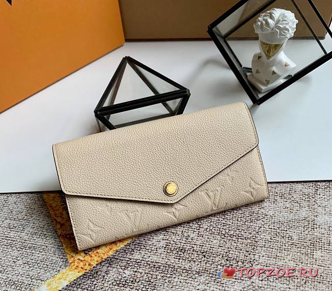 LV SARAH WALLET CREAM M61182 SIZE 19 x 10 x 2 CM - 1