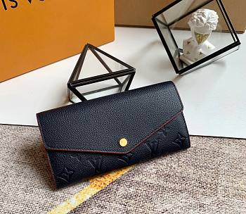 LV SARAH WALLET NAVY BLUE/RED M62125 SIZE 19 x 10 x 2 CM