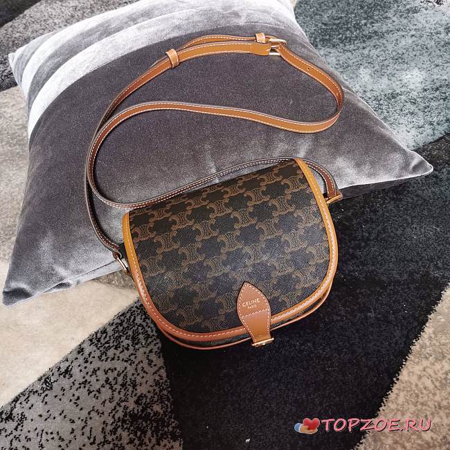 CELINE MEDIUM FOLCO BAG TAN 191502 SIZE 18 x 17 x 6.5 CM - 1