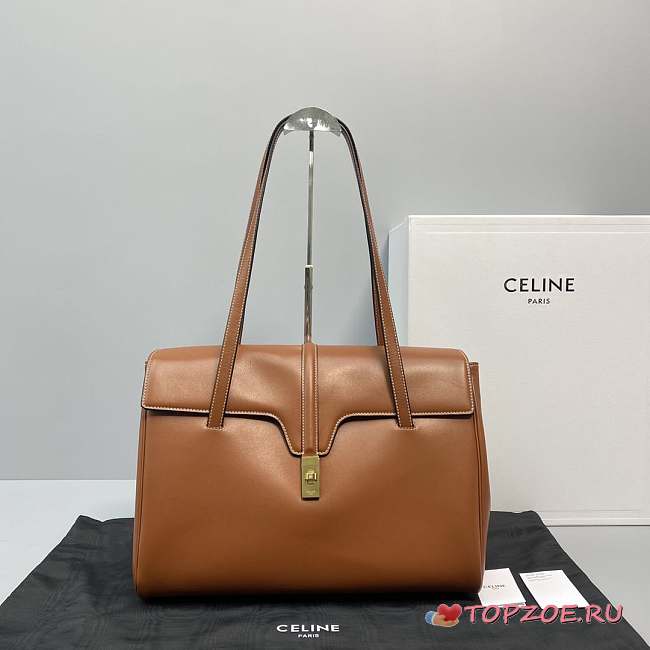 CELINE LARGE SOFT 16 BAG IN SMOOTH CALFSKIN TAN 194043 SIZE 38 x 29 x 17 CM - 1