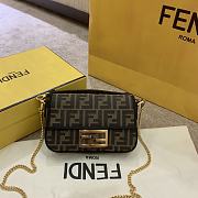 FENDI MINI BAGUETTE BROWN FABRIC BAG 8BS017 SIZE 19 x 10 x 4 CM - 1