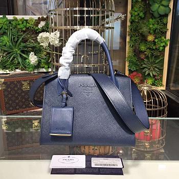 PRADA SMALL MONOCHROME BAG BLUE 1BA156 SIZE 26 x 20 x 14 CM