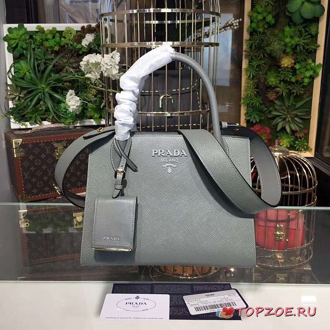 PRADA SMALL MONOCHROME BAG GRAY 1BA156 SIZE 26 x 20 x 14 CM - 1