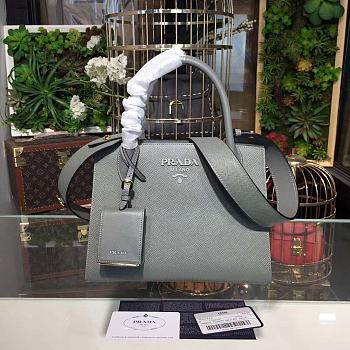 PRADA SMALL MONOCHROME BAG GRAY 1BA156 SIZE 26 x 20 x 14 CM