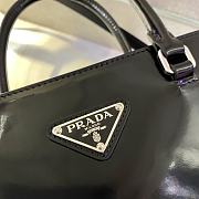 PRADA MEDIUM BRUSHED LEATHER TOTE BLACK 1BA330 SIZE 24 x 22 x 6 CM - 3
