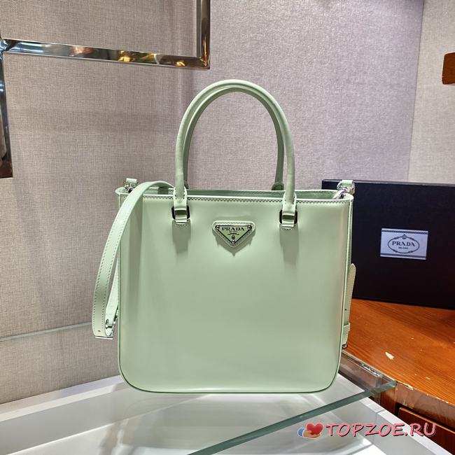 PRADA MEDIUM BRUSHED LEATHER TOTE AQUA 1BA330 SIZE 24 x 22 x 6 CM - 1