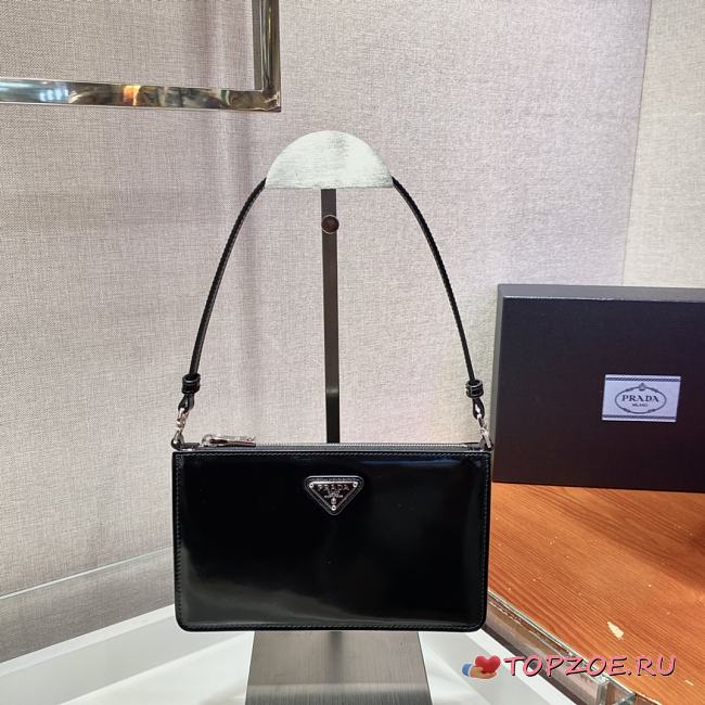 PRADA BRUSHED LEATHER MINI-BAG BLACK 1BC155 SIZE 20 x 12 x 5.5 CM - 1