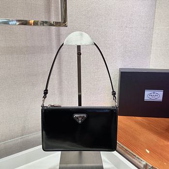 PRADA BRUSHED LEATHER MINI-BAG BLACK 1BC155 SIZE 20 x 12 x 5.5 CM