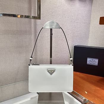 PRADA BRUSHED LEATHER MINI-BAG WHITE 1BC155 SIZE 20 x 12 x 5.5 CM