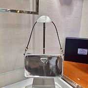 PRADA BRUSHED LEATHER MINI-BAG SILVER 1BC155 SIZE 20 x 12 x 5.5 CM - 1