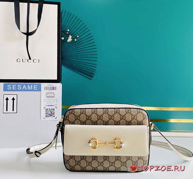 GUCCI HORSEBIT 1955 SMALL GG SUPREME WHITE 645454 SIZE 22.5 x 17 x 6.5 CM - 1