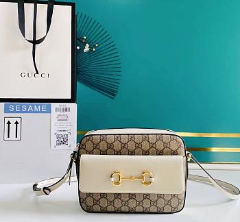 GUCCI HORSEBIT 1955 SMALL GG SUPREME WHITE 645454 SIZE 22.5 x 17 x 6.5 CM
