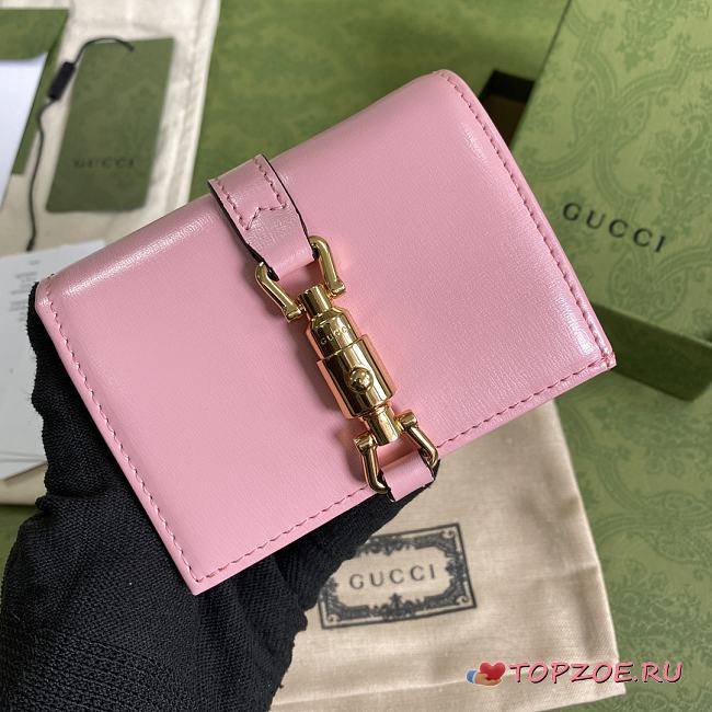 GUCCI JACKIE 1961 CARD CASE WALLET PINK 645536 SIZE 11 × 8.5 x 3 CM - 1