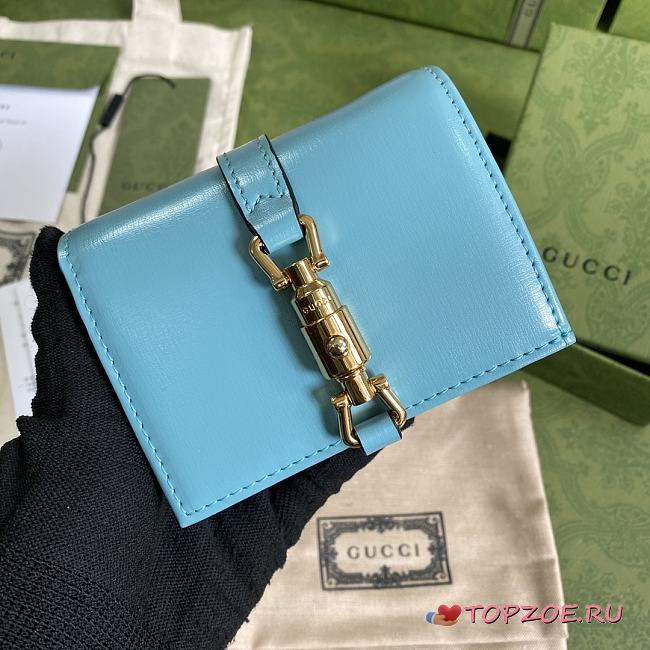 GUCCI JACKIE 1961 CARD CASE WALLET BLUE 645536 SIZE 11 × 8.5 x 3 CM - 1