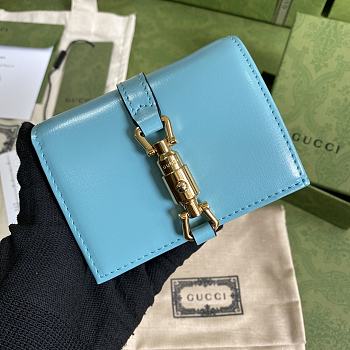 GUCCI JACKIE 1961 CARD CASE WALLET BLUE 645536 SIZE 11 × 8.5 x 3 CM