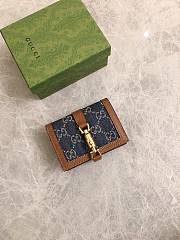 GUCCI JACKIE 1961 CARD CASE WALLET GG JACQUARD DENIM 645536 SIZE 11 × 8.5 x 3 CM - 1