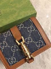 GUCCI JACKIE 1961 CARD CASE WALLET GG JACQUARD DENIM 645536 SIZE 11 × 8.5 x 3 CM - 3
