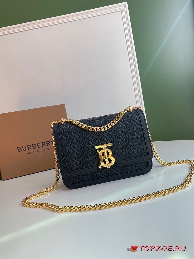 BURBERRY SMALL QUILTED TB BAG BLACK 80149221 SIZE 21 x 6 x 16 CM - 1