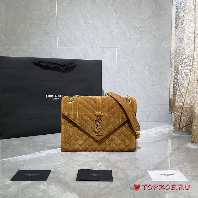 YSL ENVELOPE MEDIUM BAG HONEY VELVET 487206 SIZE 24 × 17.5 × 6 CM  - 1