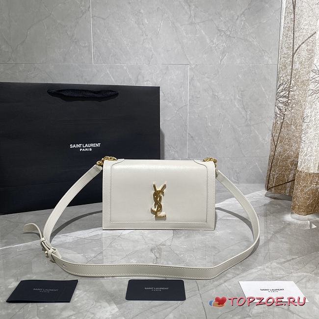 YSL BOOK BAG SMOOTH LEATHER WHITE 532756 SIZE 24 × 14 × 8 CM - 1