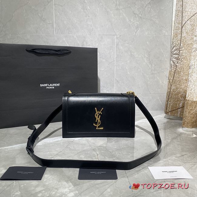 YSL BOOK BAG SMOOTH LEATHER BLACK & GOLD HARDWARE 532756 SIZE 24 × 14 × 8 CM - 1