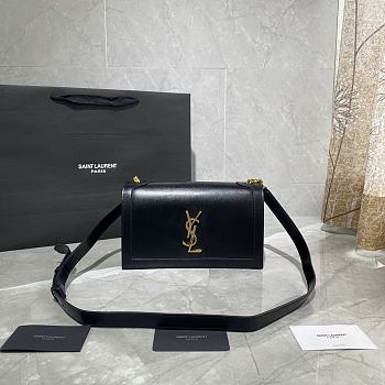 YSL BOOK BAG SMOOTH LEATHER BLACK & GOLD HARDWARE 532756 SIZE 24 × 14 × 8 CM