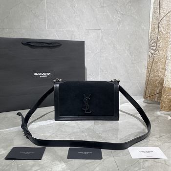 YSL BOOK BAG SMOOTH LEATHER AND VELVET BLACK 532756 SIZE 24 × 14 × 8 CM