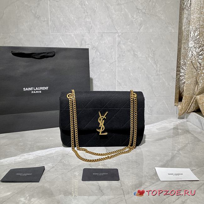 YSL JAMIE MEDIUM CARRÉ RIVE GAUCHE BLACK 634820 SIZE 24×15.5×6.5 - 1