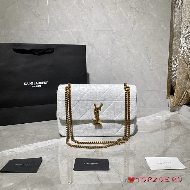 YSL JAMIE MEDIUM CARRÉ RIVE GAUCHE WHITE 634820 SIZE 24×15.5×6.5 - 1