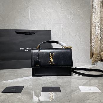 YSL MEDIUM SUNSET SATCHEL BLACK 634723 SIZE 25 x 18 x 5 CM