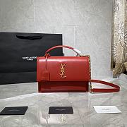 YSL MEDIUM SUNSET SATCHEL RED 634723 SIZE 25 x 18 x 5 CM - 1