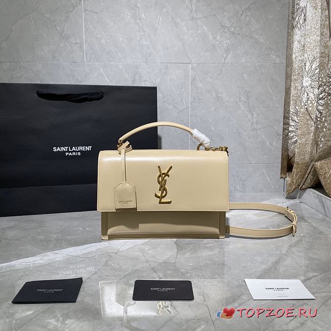 YSL MEDIUM SUNSET SATCHEL BEIGE 634723 SIZE 25 x 18 x 5 CM - 1