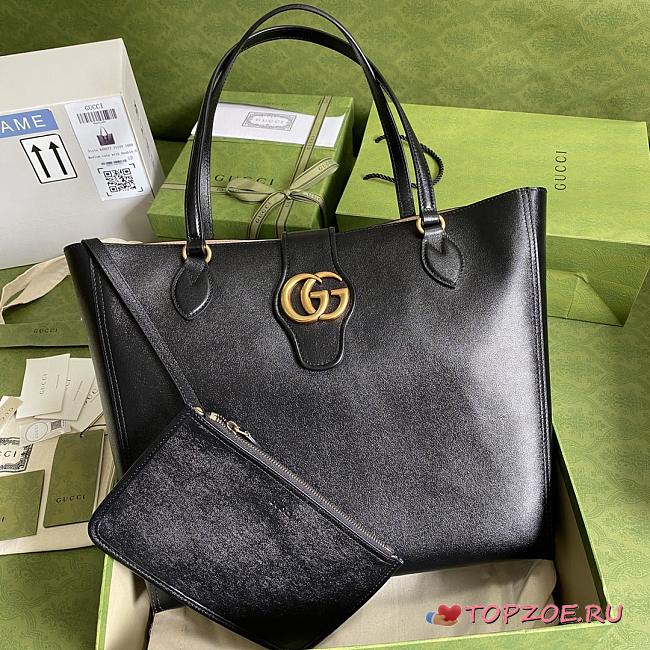 GUCCI MEDIUM TOTE WITH DOUBLE G BLACK 649577 SIZE 35 x 32 x 11 CM  - 1