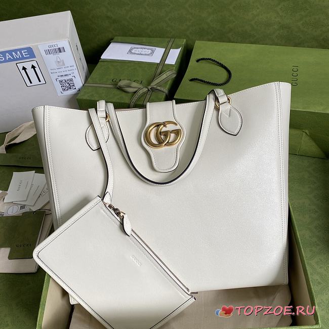 GUCCI MEDIUM TOTE WITH DOUBLE G WHITE 649577 SIZE 35 x 32 x 11 CM - 1